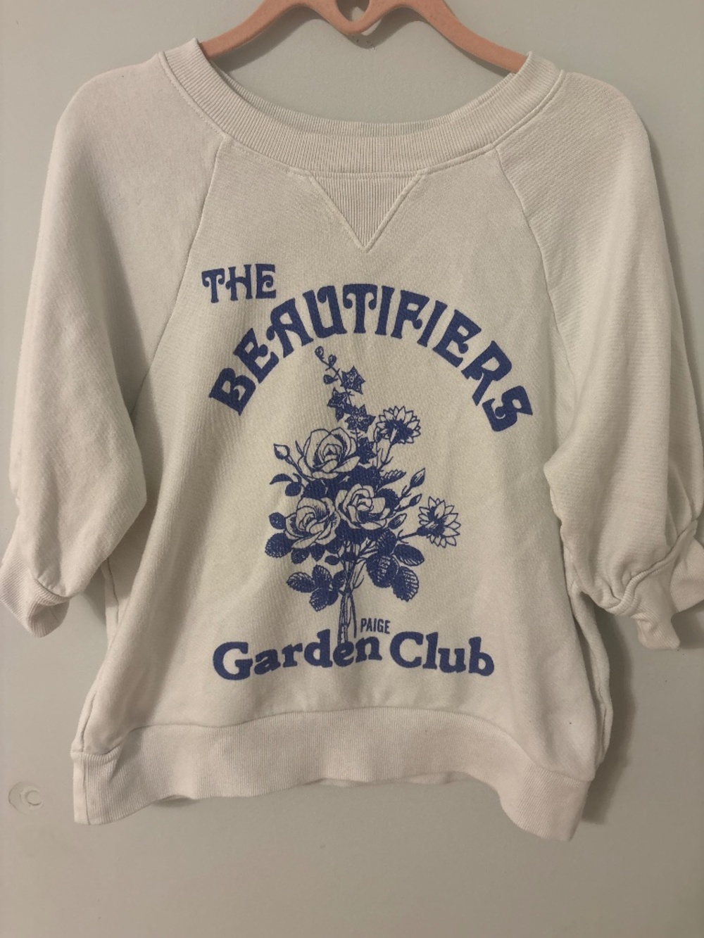 PAIGE The Beautifiers Garden Club Floral Sweatshirt Cream Blue Small